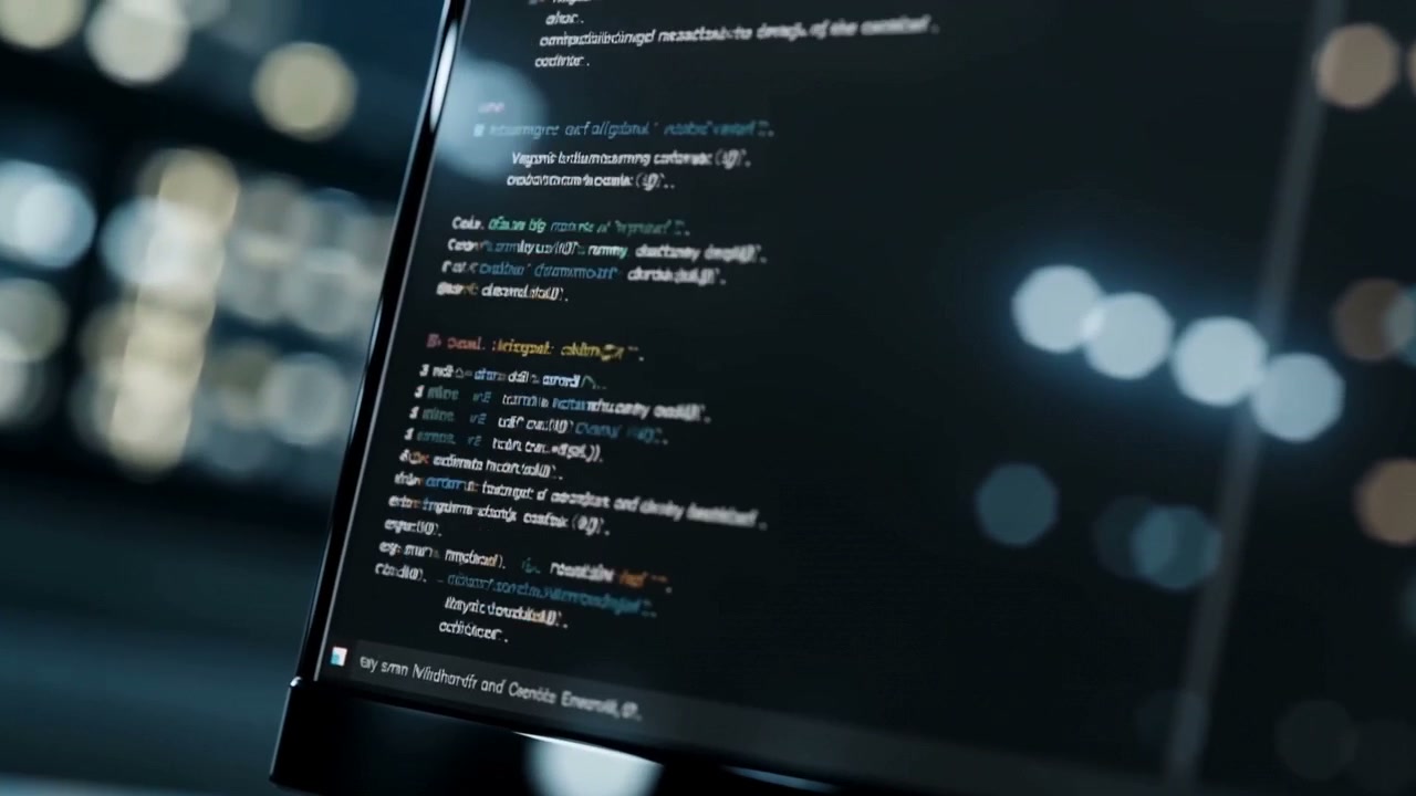 夜のデスクで滑らかに表示が流れるダークなターミナルのイメージ(No-Flicker モードの雰囲気)