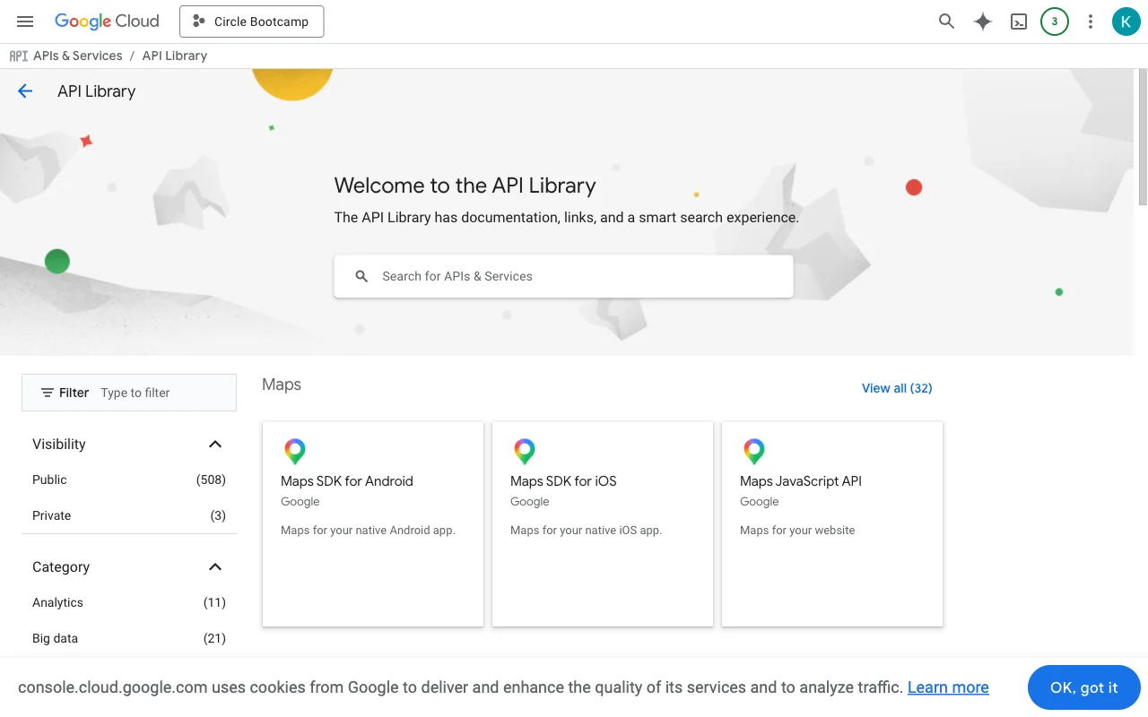 Enabling the Gmail, Calendar, Drive, and Sheets APIs in the Google Cloud Console